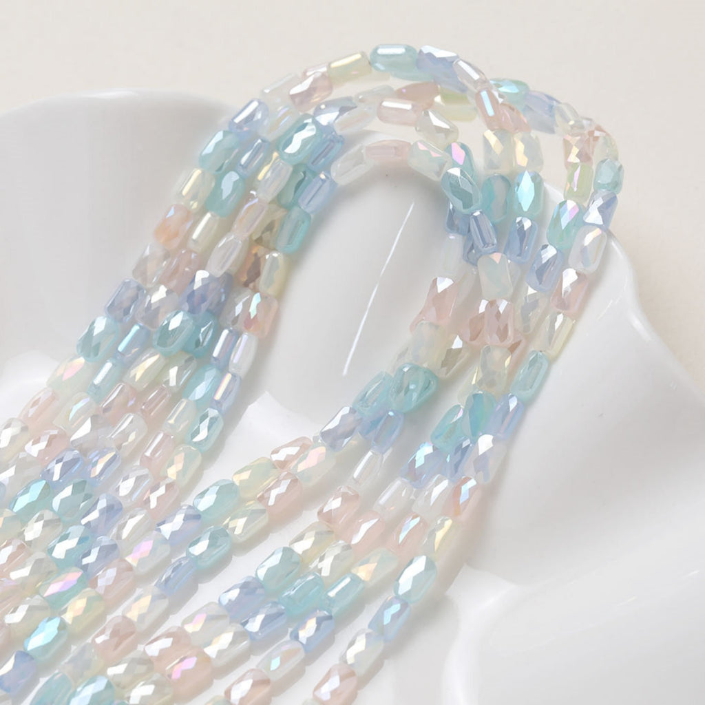 Rectangular Cut Faceted Glass Beads, 4.2*7.3mm, Crystal Glass Loose Beads for Jewelry Making, DIY Beads Finding GZ551