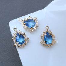 Load image into Gallery viewer, 10pcs- Vintage Crystal Teardrop Charms, 14K Gold Plated Teardrop Pendant, 19x31mm, Jewelry Findings HL054-F147