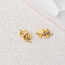 Cargar imagen en el visor de la galería, Dije de circonita cúbica en forma de abanico, conector en forma de abanico, chapado en oro de 18 quilates, para collares y pendientes, accesorios de joyería D0496