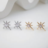 Star Pave Cubic Earring Post, Gold/Silver, S925 Silver Pin Nickel Free Earrings, Hypoallergenic Earring Findings ZX249