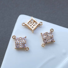 Load image into Gallery viewer, CZ Multishape Connector, Cubic Zircon Crystal Pendant, CZ Earring Charms,  Real Gold Plated Brass Earring Charms, Jewelry Finding HL009-F115
