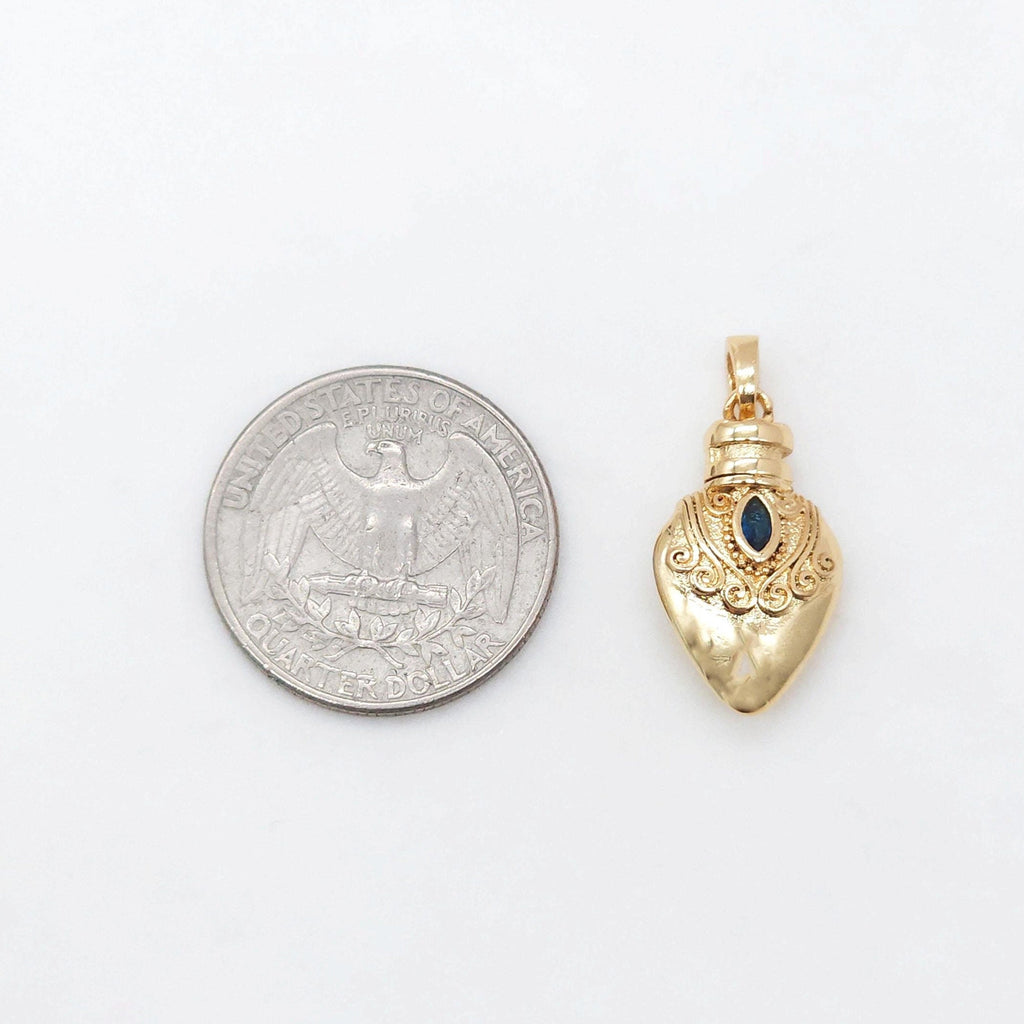 Vintage Gold Bottle Charms, 18K Real Gold Plated Pave CZ Bottle Pendants, Vintage Necklace Making Charms S20450