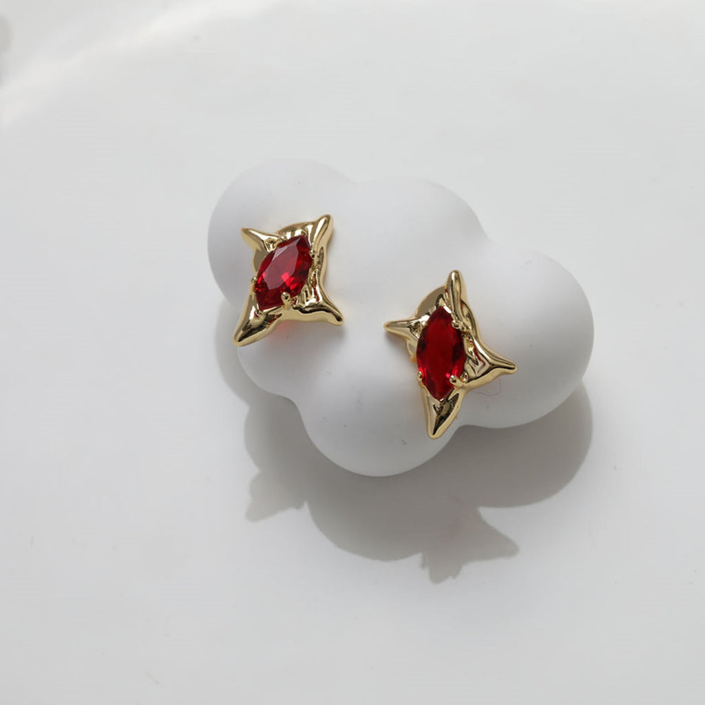 قرط أذن غير منتظم من الزركونيا، ذهب/فضة عيار 14 قيراط، أقراط فضة S925 خالية من النيكل، على شكل عين مع حلقة GZ115