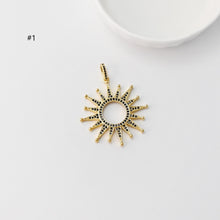 Load image into Gallery viewer, Sun Pendant, CZ Pave, Boho Round Pendant, Openwork Charm, 18K Gold Plated CZ Pave, Necklace Making Charm, Jewelry Findings