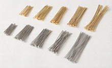 Load image into Gallery viewer, 100pcs Head Pins, 14K Gold Plated, 22/25Gauge, 18mm, 25mm, 30mm, 35mm, 45mm, Component for Jewelry Making Findings GD008