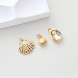 Gold Plated Seashell Charm, Seashell Pendant, 18k Gold Plated Brass, Bracelet Making, Jewelry Findings S1311