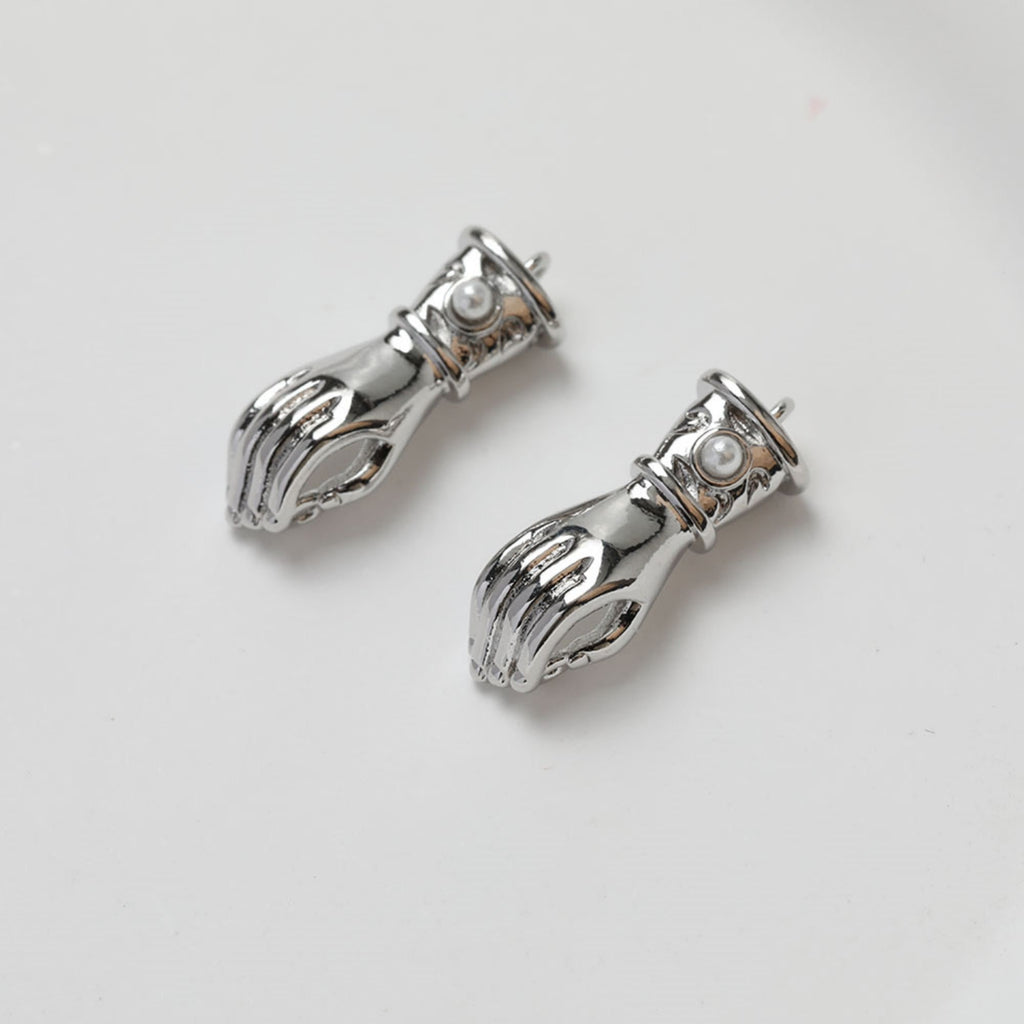 2pcs Hand Connector Charm, 14K Gold/Silver Plated Pendant, Neckalce Bracelet Making Pendant, Jewelry Supply Finding GZ269