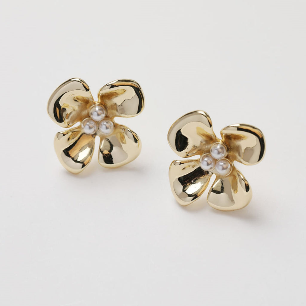 Flower Ear Post With Loop, S925 Silver Ear Pin Nickel Free Earrings, Gold/Silver Ear Stud, Hypoallergenic Earring Findings GZ272