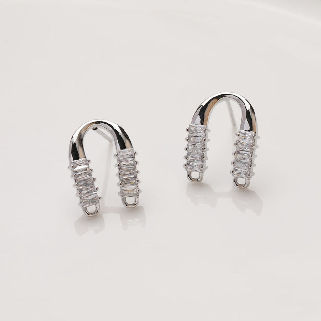 Poste para aretes en forma de U de oro de 14 quilates con dos presillas, pendientes de arco, pendientes de plata S925 sin níquel, accesorios hipoalergénicos GZ399