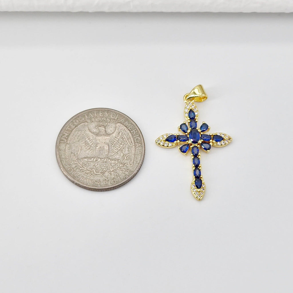 Cross Charms, CZ Pave Cross Pendant, Multiple Cross Styles, 18K Gold Plated Brass, Necklace Making Charms, Jewelry Findings S20700