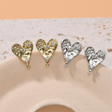 Gold Polished love heart CZ Earring Post,  14K Gold Nickel Free Earrings, S925 Silver Ear Pins, 19mm, Heart Shape Ear Stud with Loop LL239