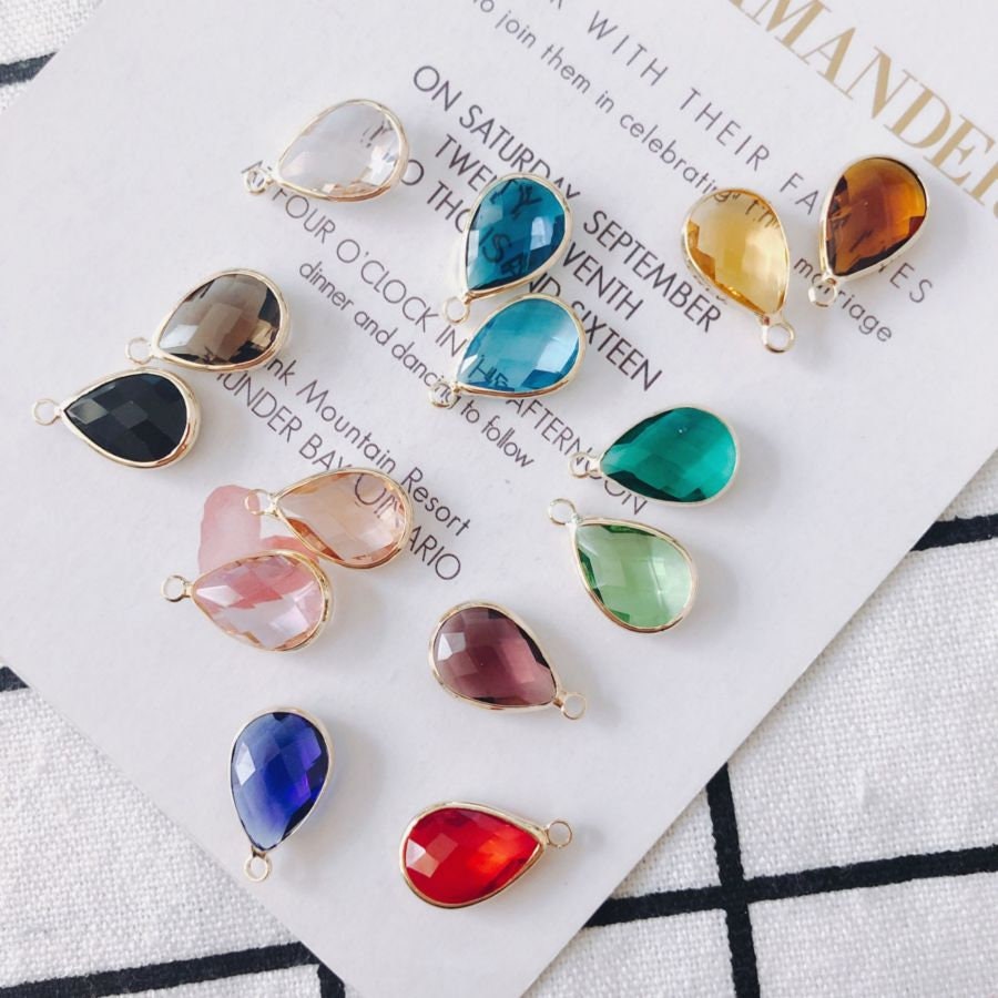 10 قطع - دلايات كريستال صغيرة على شكل دمعة، مطلية بالذهب عيار 14 قيراطًا، مقاس 10*17.5 مم، قطع مجوهرات MY027-F014