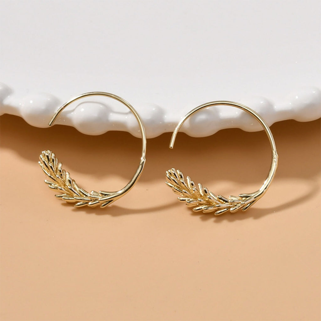 14K Gold Plated Wheat ears  Hoop Earring Finding, Nickel Free Circle Earring Hoops, DIY  Earring Making Findings LL155