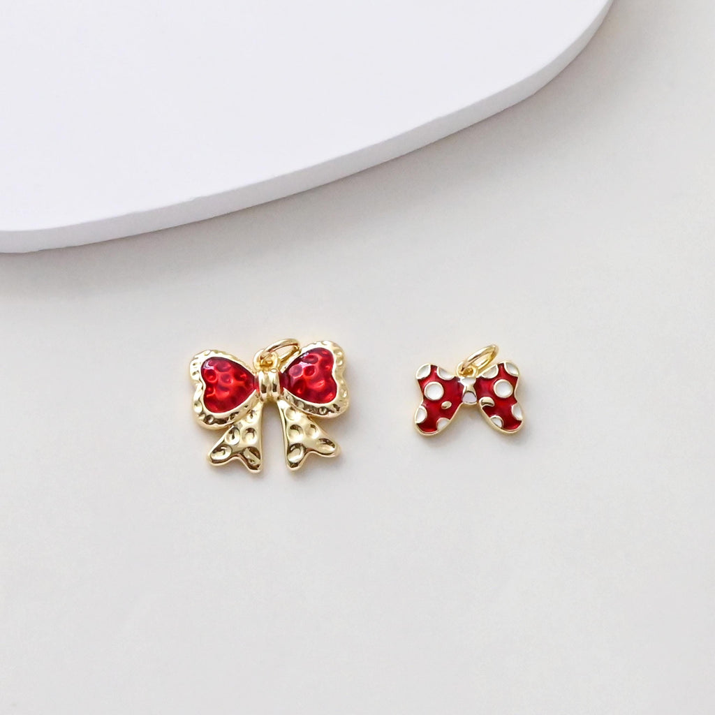 Hammered Bow Tie Pendant, Enamel Bow Tie Charms, 18K Gold Plated Tie Charms, For Bracelet And Necklace Making, Jewelry Findings S1392