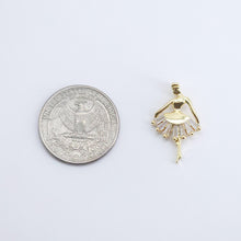 Load image into Gallery viewer, CZ Pave Ballet Dancer Charm, Cubic Zircon Crystal Ballet Girl, Necklace Pendant, 14K Real Gold Plated Charm, Jewelry Findings ZR005-F030