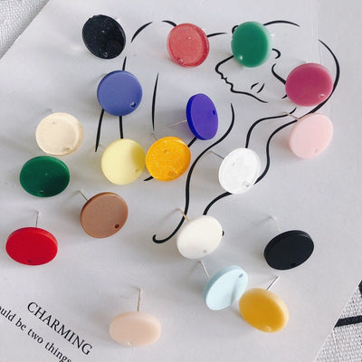 10PCS Acrylic Round Earring Findings, 26 Colors You Choose, S925 Silver Ear Stick, Nickel Free, Earring Finding MY023