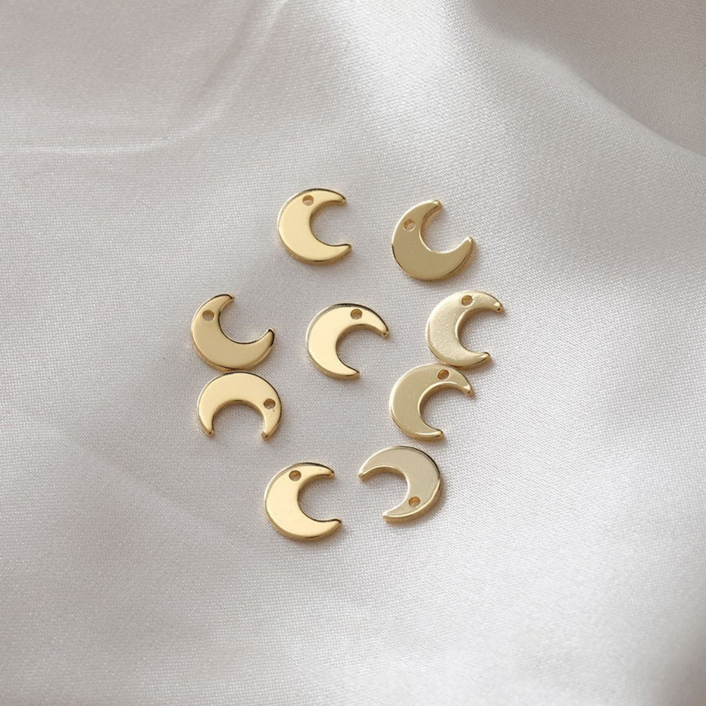 10 قطع من حُلي القمر الصغيرة، 9 مم، مطلية بالذهب عيار 14 قيراطًا، حُلي الهلال، قلادة القمر، حُلي القلائد، قطع المجوهرات GZ170