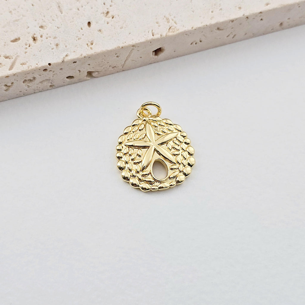 Gold Seashell Charm, Marine Life Pendant, 20mm, 18k Gold Plated Brass, Bracelet Making, Jewelry Findings S1270