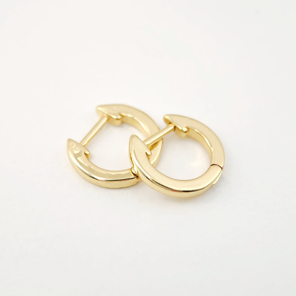Cubic Ear Hoops Pave Crystal, 12mm, 18K Gold Plated Leverback Earrings, Huggie Hoops Earring S1105
