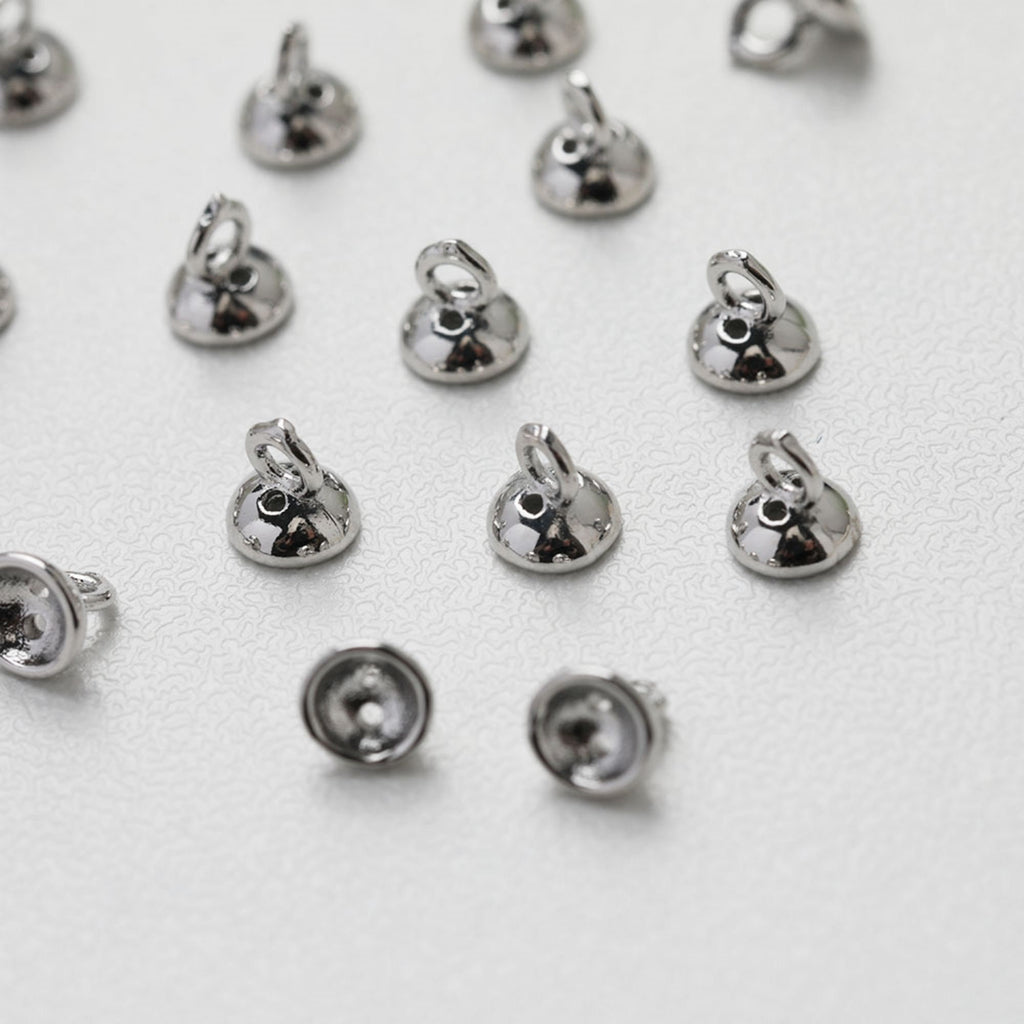 10pcs Beads Caps with holes, Bead Cones, 18K Gold Plated, With Loop, 4.3*4.3mm, Pearl Bead Caps, Jewelry Making GE111