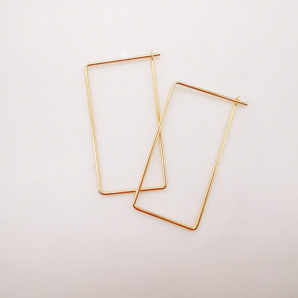 20pcs- 14K Gold Plated Hoop Earring Finding, 22x40mm, Nickel Free Rectangular Earring Hoops, Earring Making Findings Z040