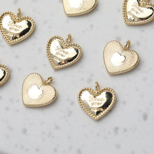 Load image into Gallery viewer, Gold Heart Pendant, Carved Heart, Tiny Heart Charm for Necklace Making, Jewelry Findings GT048