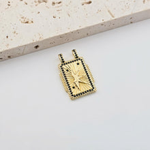 Load image into Gallery viewer, Rectangular Cubic Charm, 18K Gold Plated CZ Pave Pendant, Star and Moon, Planet Pendant, Necklace Making Charm, Jewelry Findings S1289