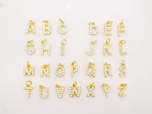 Load image into Gallery viewer, Dainty Cubic Alphabet Letter Charm, 18K Gold Plated CZ Micro Pave Initial Pendant, 8mm, Necklace Bracelet Earring Making S904