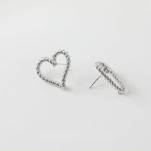 Load image into Gallery viewer, Gold Vintage Heart Earring Post, 24mm, S925 Silver Ear Pin Nickel Free Earrings, Ear Stud Loop, Hypoallergenic Earring Findings GE005