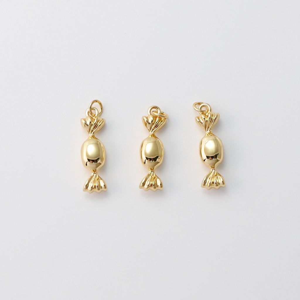 Gold Candy Charm, Candy Pendant, 18K Gold Plated, 25*7mm, Necklace Making Charm, Jewelry Findings S20825