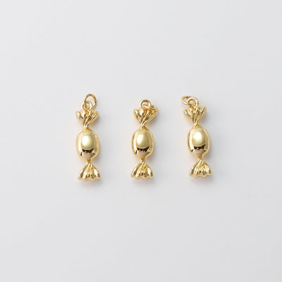 Gold Candy Charm, Candy Pendant, 18K Gold Plated, 25*7mm, Necklace Making Charm, Jewelry Findings S20825