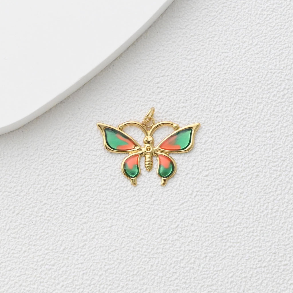 Enamel Butterfly Dangle Pendants, 18K Gold Plated Enamel Butterfly Pendant, Earring Making Charm, Jewelry Findings S1361
