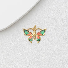 Load image into Gallery viewer, Enamel Butterfly Dangle Pendants, 18K Gold Plated Enamel Butterfly Pendant, Earring Making Charm, Jewelry Findings S1361