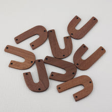 Load image into Gallery viewer, 2PCS Geometric Shape Wood Charms, Wooden Pendant, Reclaimed Walnut Wood, Geometric Statement Wood Earrings Diy Ideas JT953