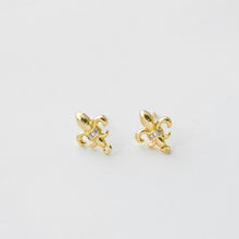 Load image into Gallery viewer, Cubic Zirconia Chili Post Earrings, Gold Plated Earring Post with Loop, Hypoallergenic, Handmade Earring Finding,DIY Earring Supplies D0425