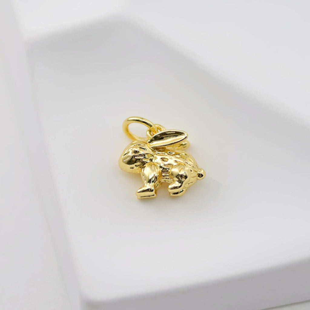 Bunny Charm, 18K Gold Plated Rabbit Pendant, Animal Charm, 13*11mm, Necklace Jewelry Finding S20667