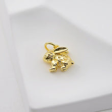 Load image into Gallery viewer, Bunny Charm, 18K Gold Plated Rabbit Pendant, Animal Charm, 13*11mm, Necklace Jewelry Finding S20667