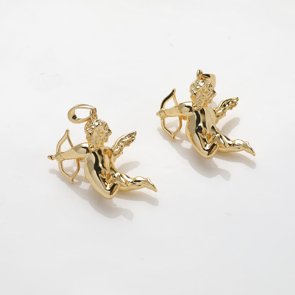 Angel Charms, 14K Gold Plated Cupid pendants for Necklace and Bracelet, Jewelry Findings GZ400