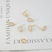 Load image into Gallery viewer, 4pcs Oval Shape Earring Post With Loop, S925 Silver Pin Nickel Free Earrings, Crystal Gemstone Stud, Hypoallergenic Earring Findings ZX030