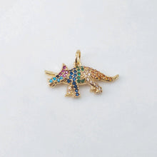 Load image into Gallery viewer, Dinosaur Pendant Collection, Animal Pendant, Rainbow CZ Pave Pendant, 18K Gold Plated Pendant, Jewelry Findings S20623