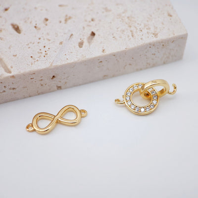 Double Circle Pendant, Interlocking Circle, Pave CZ Charm, 18K Gold Pendant, Bracelet Necklace Making, Gold Plated Jewelry Findings S20261