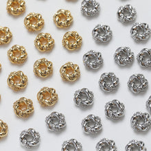 Load image into Gallery viewer, Flat Circle Twist Spacer Beads, CZ Pave Beads, 14K Gold Plated, Dainty Earring Making Beads, Jewelry Finding GZ357