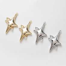 Load image into Gallery viewer, North Star Charms,  Crystal Cubic Pave Star Pendant, 14K Gold Plated, Gold/Silver, Necklace Making Star Charms, Jewelry Findings GZ312