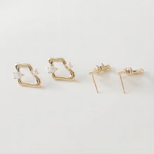 Load image into Gallery viewer, Irregular Pave CZ Earring Post, 14K Gold/Silver Plated,  S925 Silver Pin Nickel Free Earrings, Hypoallergenic Earring Findings JJ005