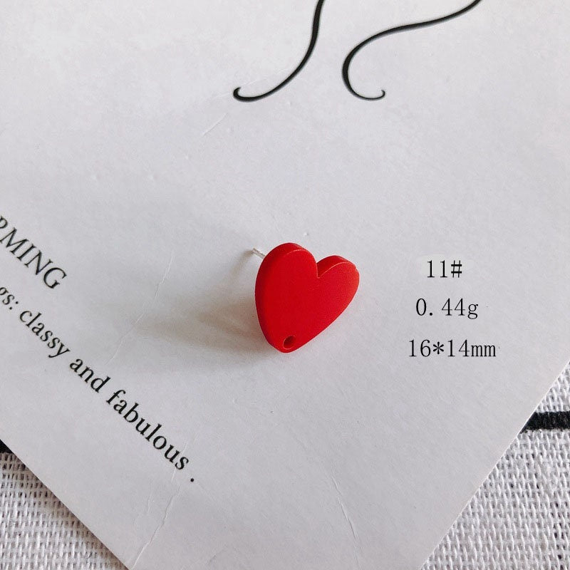 10PCS Heart Acrylic Earring Findings, 12 Colors You Choose, S925 Silver Ear Stick, Nickel Free, Earring Finding MY003