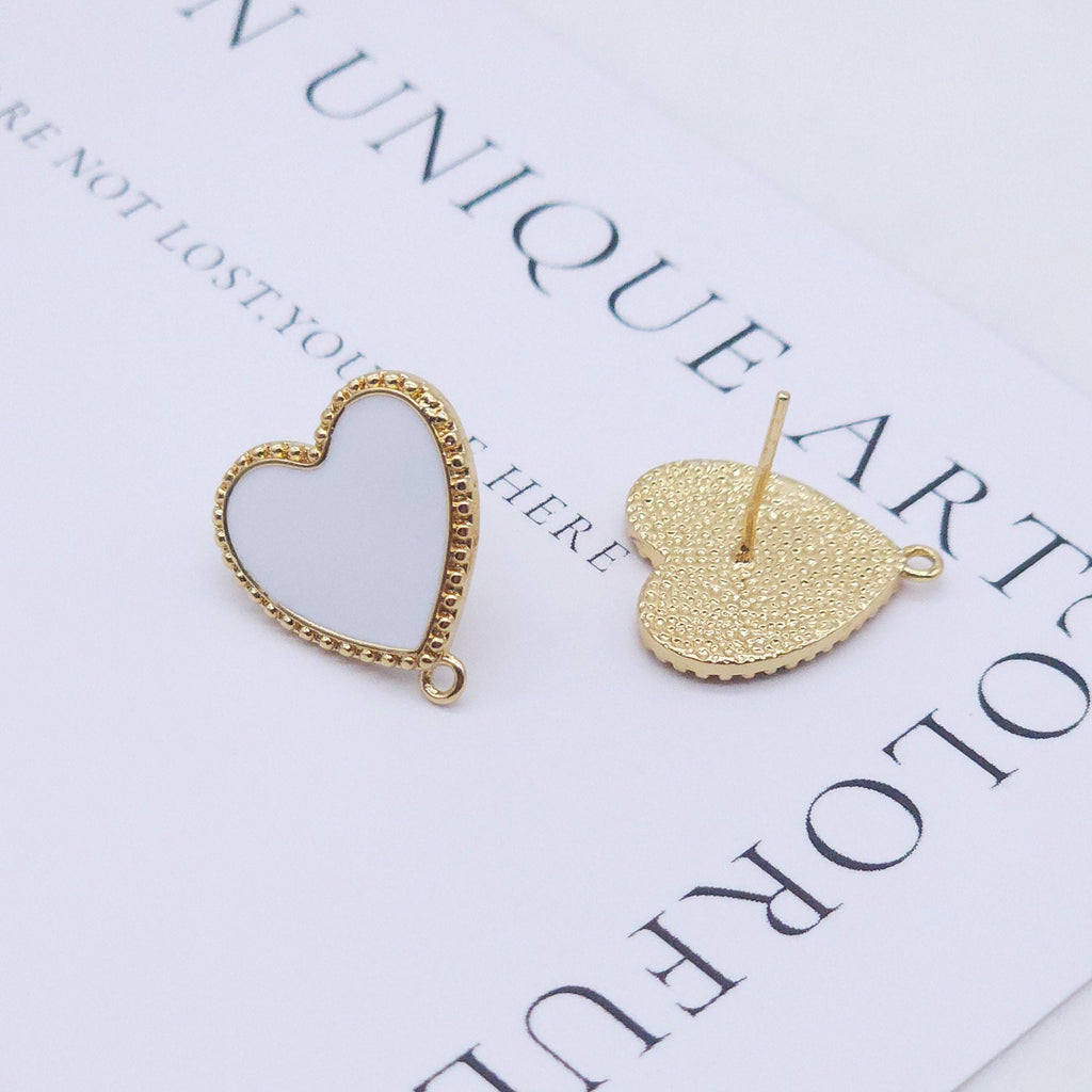 قرط على شكل قلب مطلي بالمينا، دبوس من الفضة الاسترلينية عيار 925، أقراط من الذهب عيار 14 قيراطًا خالية من النيكل، 17.5 × 16 مم، قرط على شكل قلب مع حلقة S20594