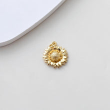 Load image into Gallery viewer, Sunflower/Round/Flower Moon Pendant, Pave CZ, Plant Charm, 18K Gold Plated, For Bracelet And Necklace Making, Jewelry Findings S1382