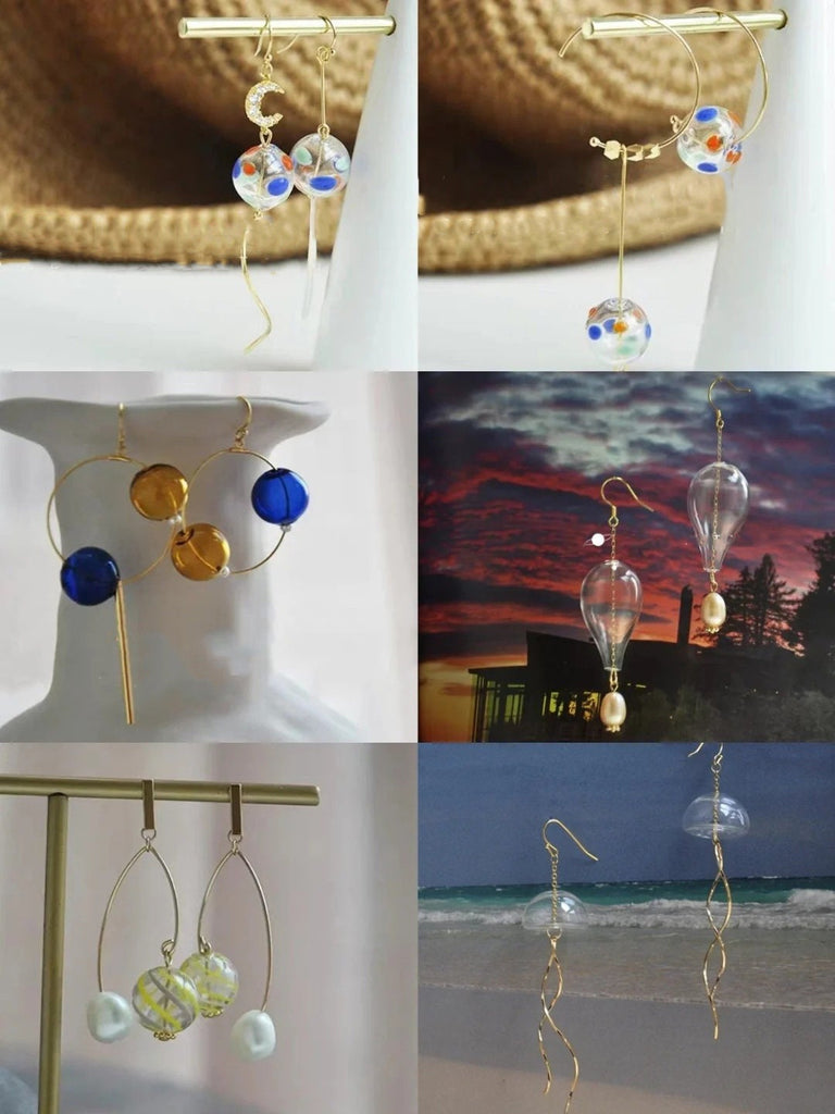 Glass Bubble Beads,Rhombus Hollow Glass Beads, Colorful Hand Blown Hollow  Globes for Jewelry Making, DIY Beads Finding GZ563