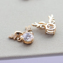 Load image into Gallery viewer, 10pcs CZ Pave Small Deer Charm, Cubic Zircon Crystal Pendant, Bracelet Necklace Pendant, 14K Real Gold Plated, Jewelry Findings JY074-F217