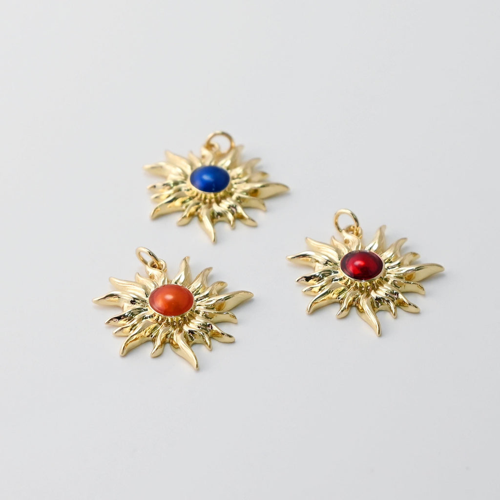 Sunshine Pendant, Enamel Sun Pendant, Irregular Charms, 18K Gold Plated Charms, For Necklace And Earrings Making, Jewelry Findings S1433
